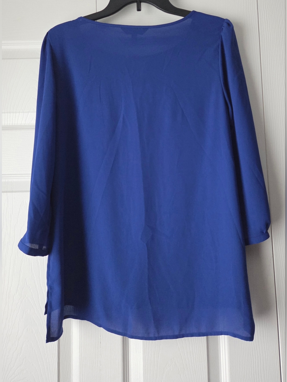 Express Semi Sheer Royal Blue Keyhole Blouse Size M - Picture 7 of 11